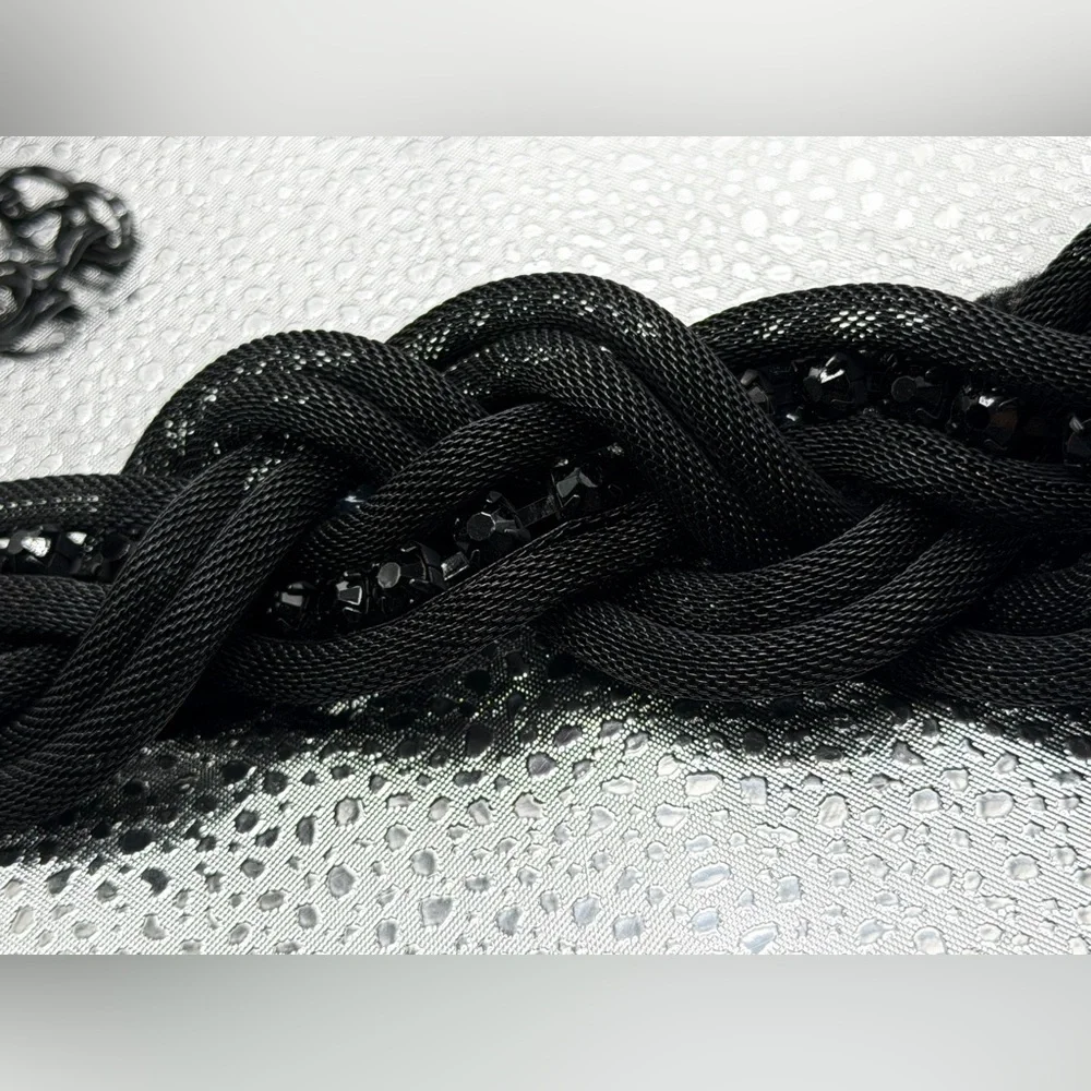 Black Braided Mesh Belt